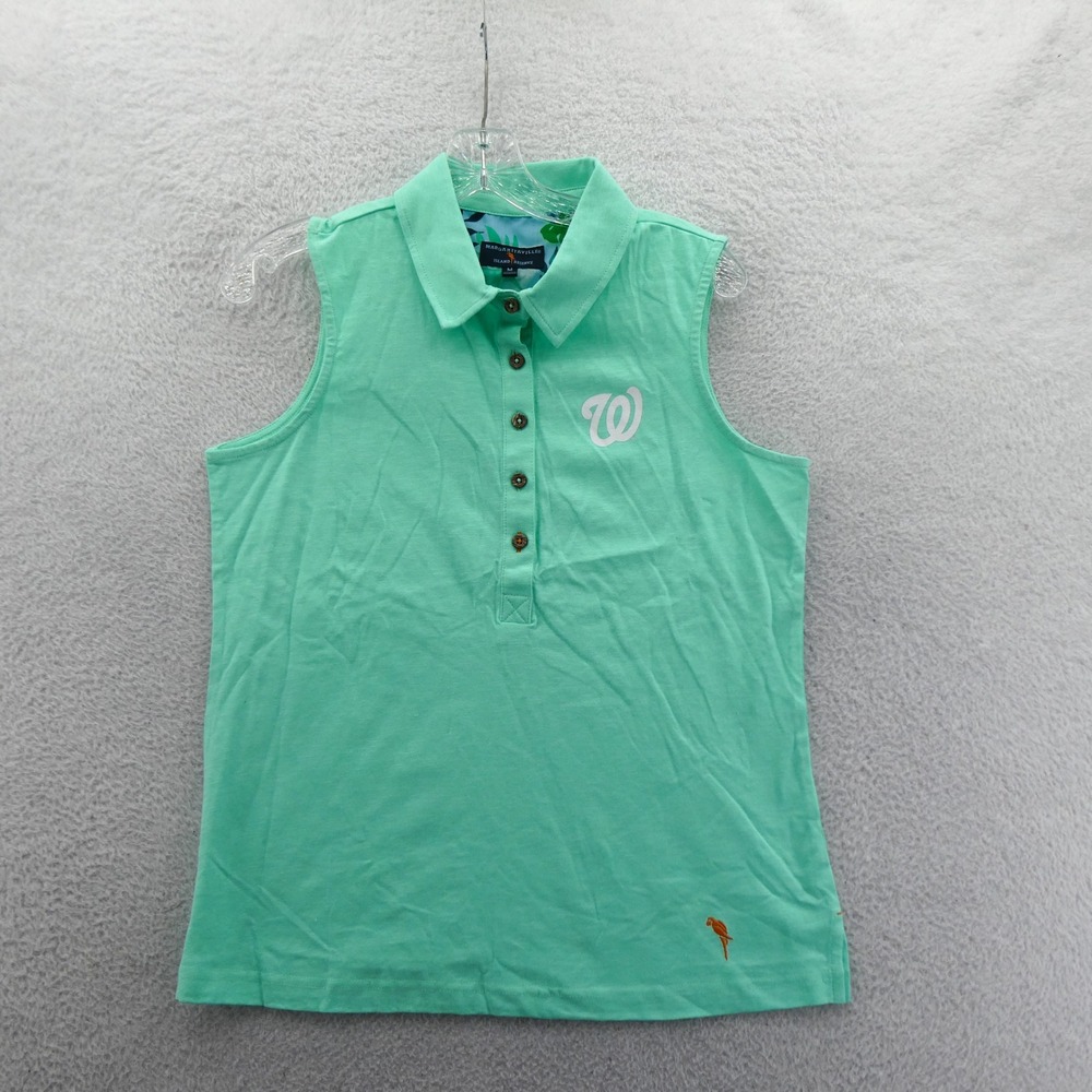 Margaritaville Shirt Womens Medium Washington Nationals Green Fins Up Sleeveless
